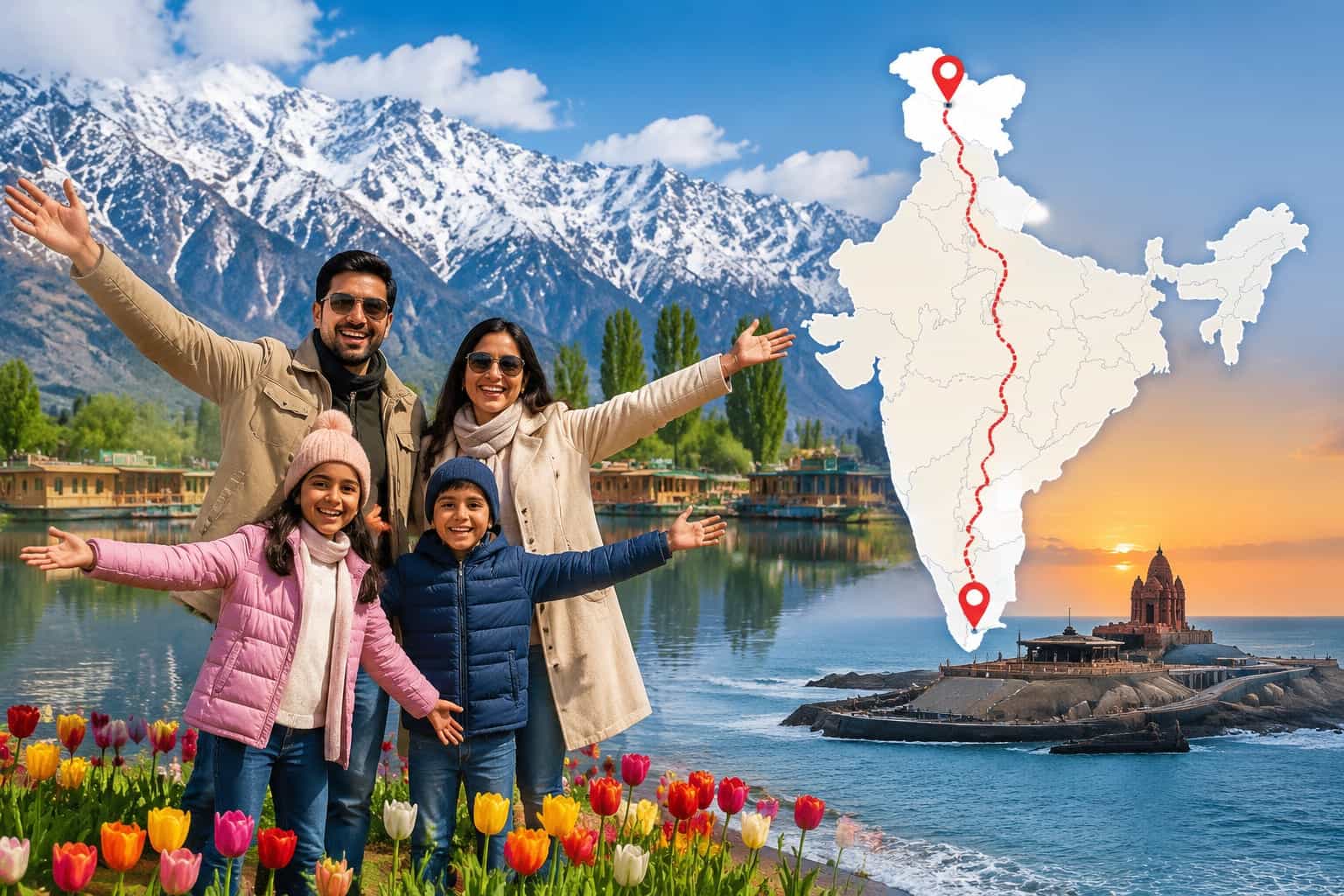 Kashmir Tour from Kanyakumari for an Unmatched Blend of Beauty and Peace
